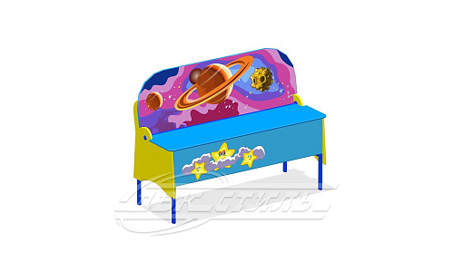Детская скамейка с ящиком для игрушек ПС-01 "Космос"